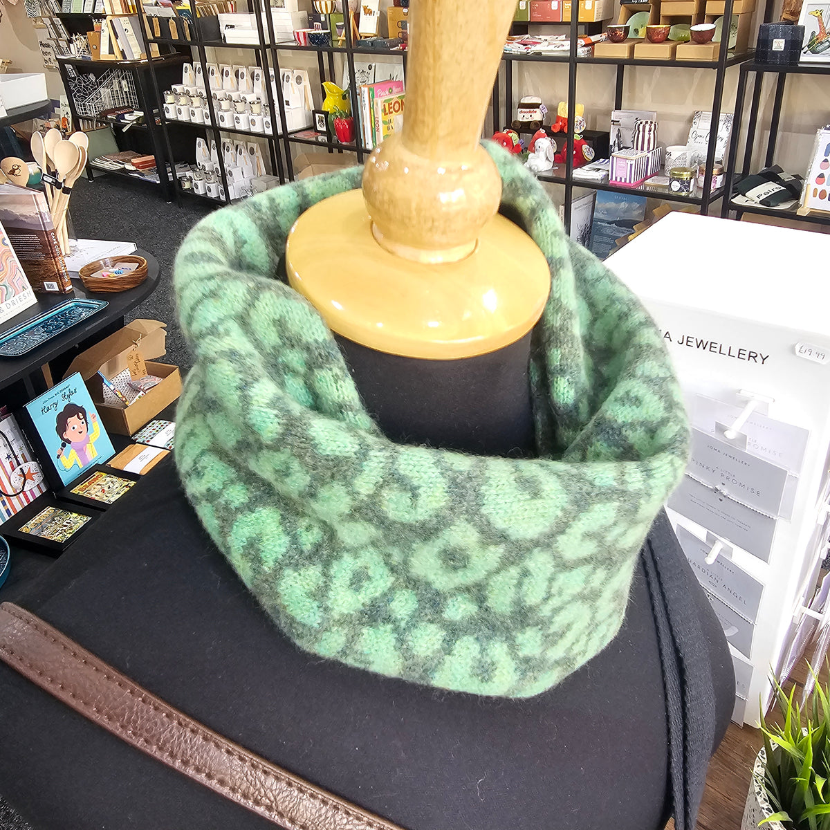 Mitchell + Black Leopard short snood handcrafted in Scotland from 100% lambswool