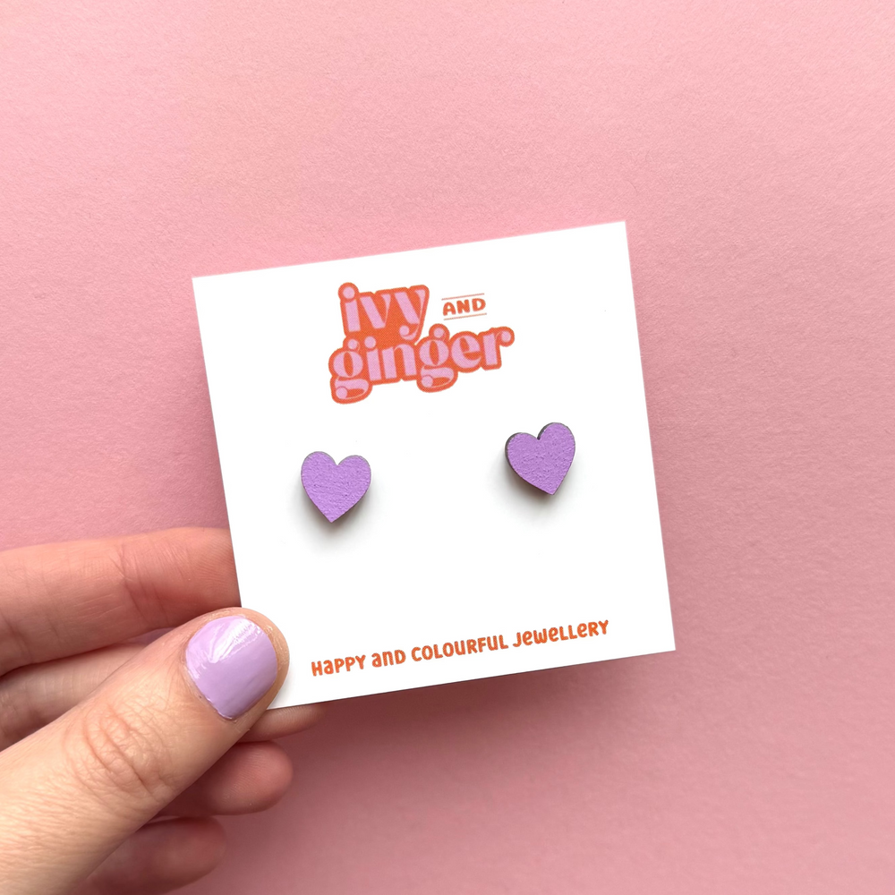 LILAC MINI HEART STUDS