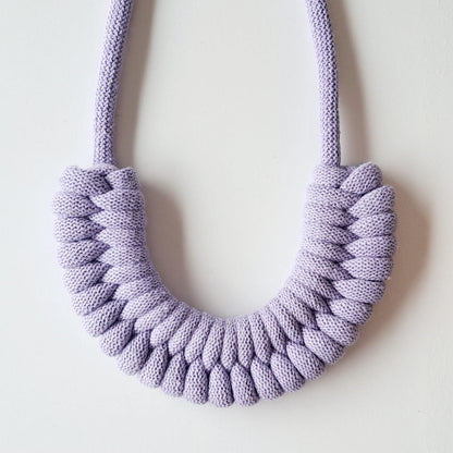 Ragged House medium recycled cotton macrame cord knot necklace with figure 8 bow bow-shaped statement design