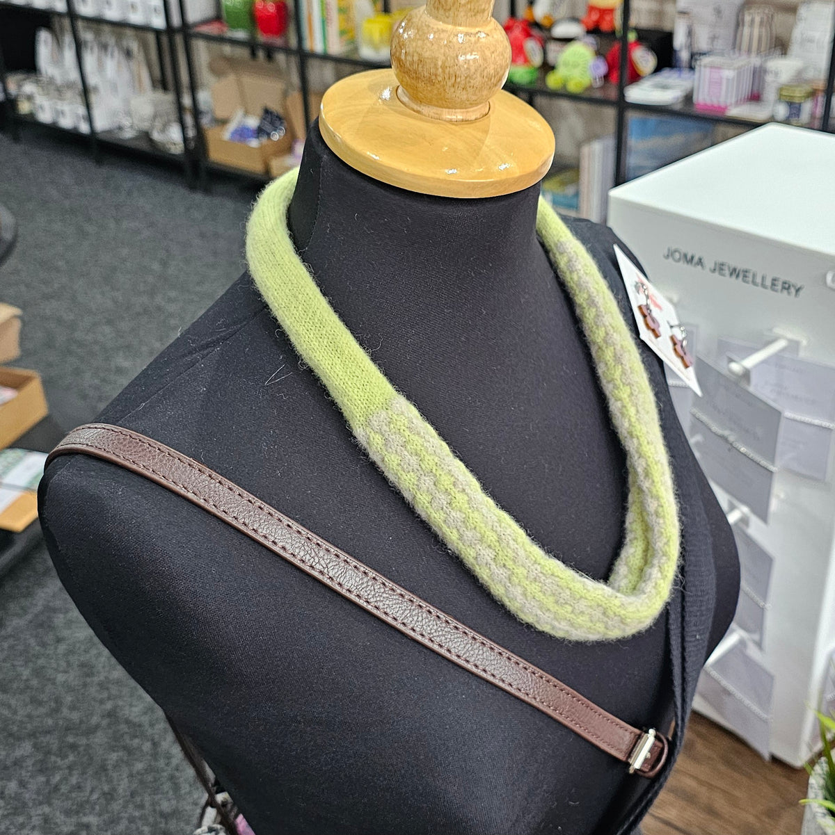 Mitchell + Black lambswool knitted loop necklace handcrafted in Scotland using hand-powered knitting machines