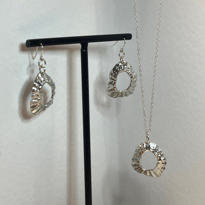 Pewter shell necklace and earring set handmade in Scotland cast from real shells jewellery