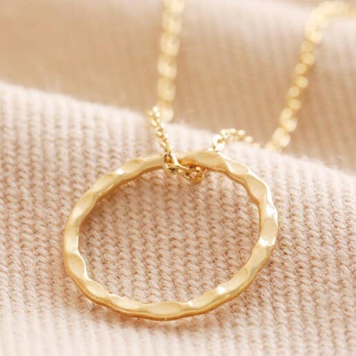 Lisa Angel Hammered Halo Pendant Necklace in Gold 1