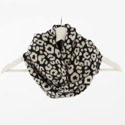 Mitchell + Black leopard print lambswool long snood handcrafted in Scotland