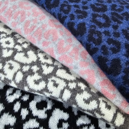 Mitchell + Black leopard print lambswool long snood handcrafted in Scotland