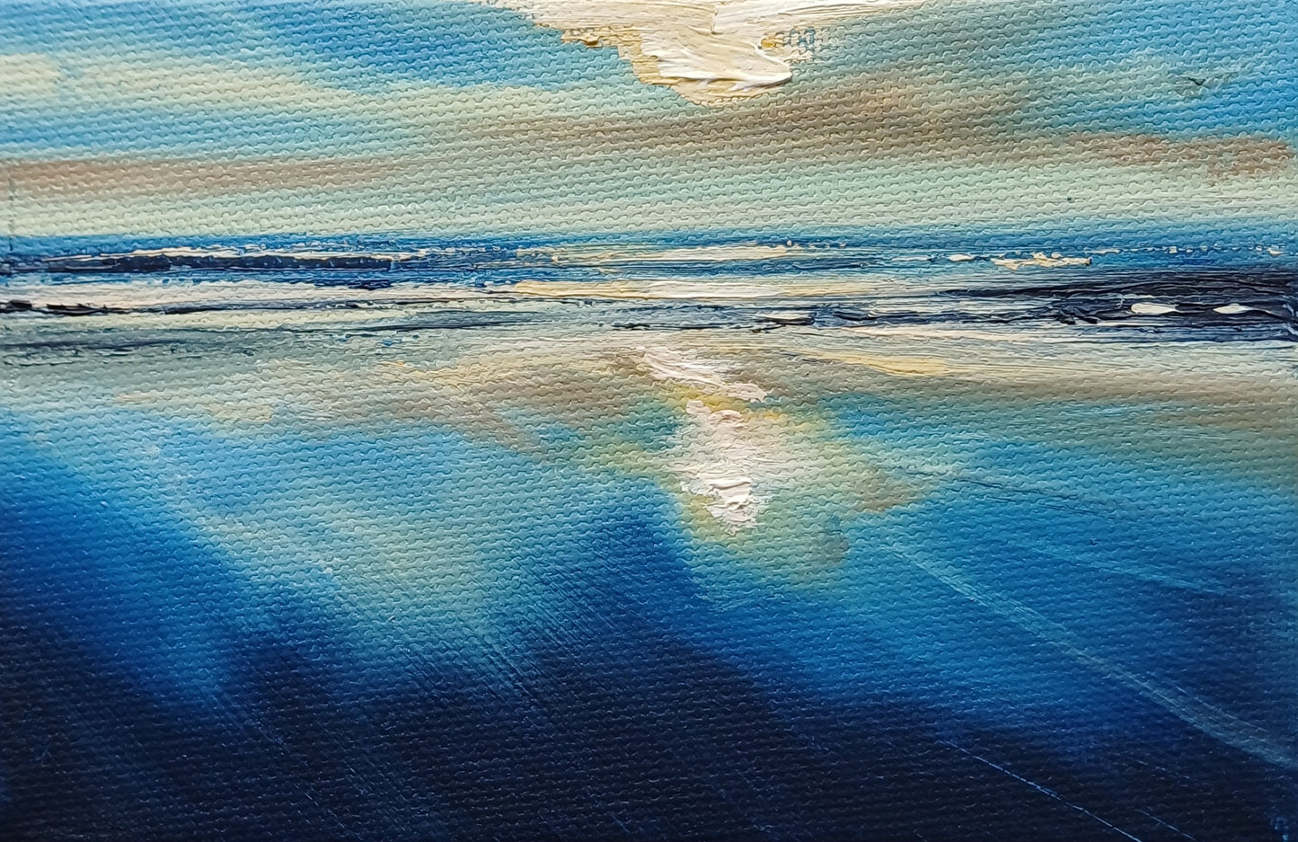Low Sun Carnoustie Beach original oil painting by Paula Deas framed artwork