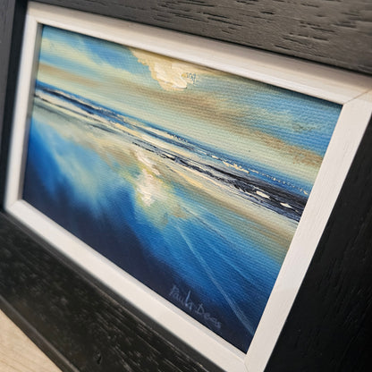 Low Sun Carnoustie Beach original oil painting by Paula Deas framed artwork