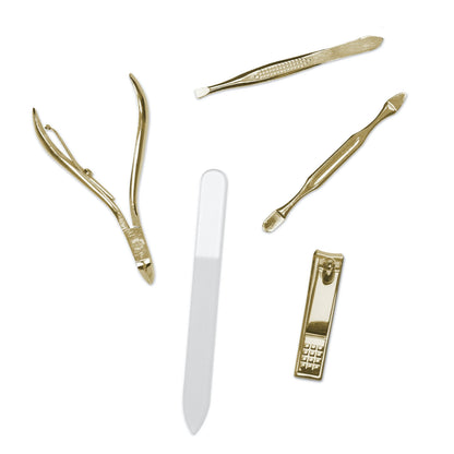 Upper Hand manicure kit dusty pink vegan leather with gold tools
