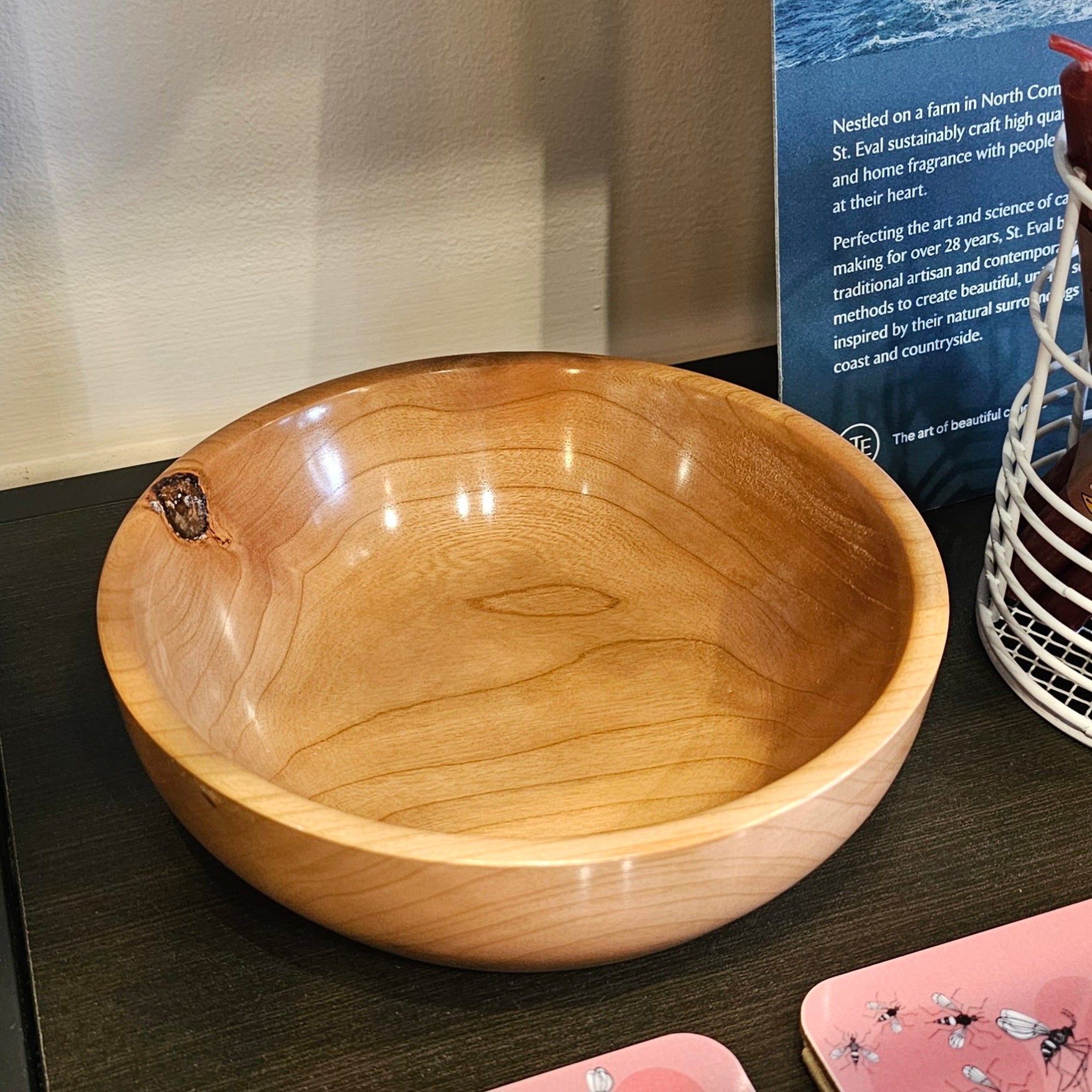 Beautifully handcrafted wooden bowl with unique grain and character