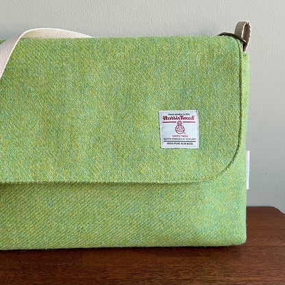 Harris Tweed messenger bag handmade in Scotland with adjustable strap