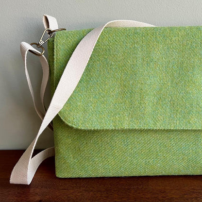Harris Tweed messenger bag handmade in Scotland with adjustable strap