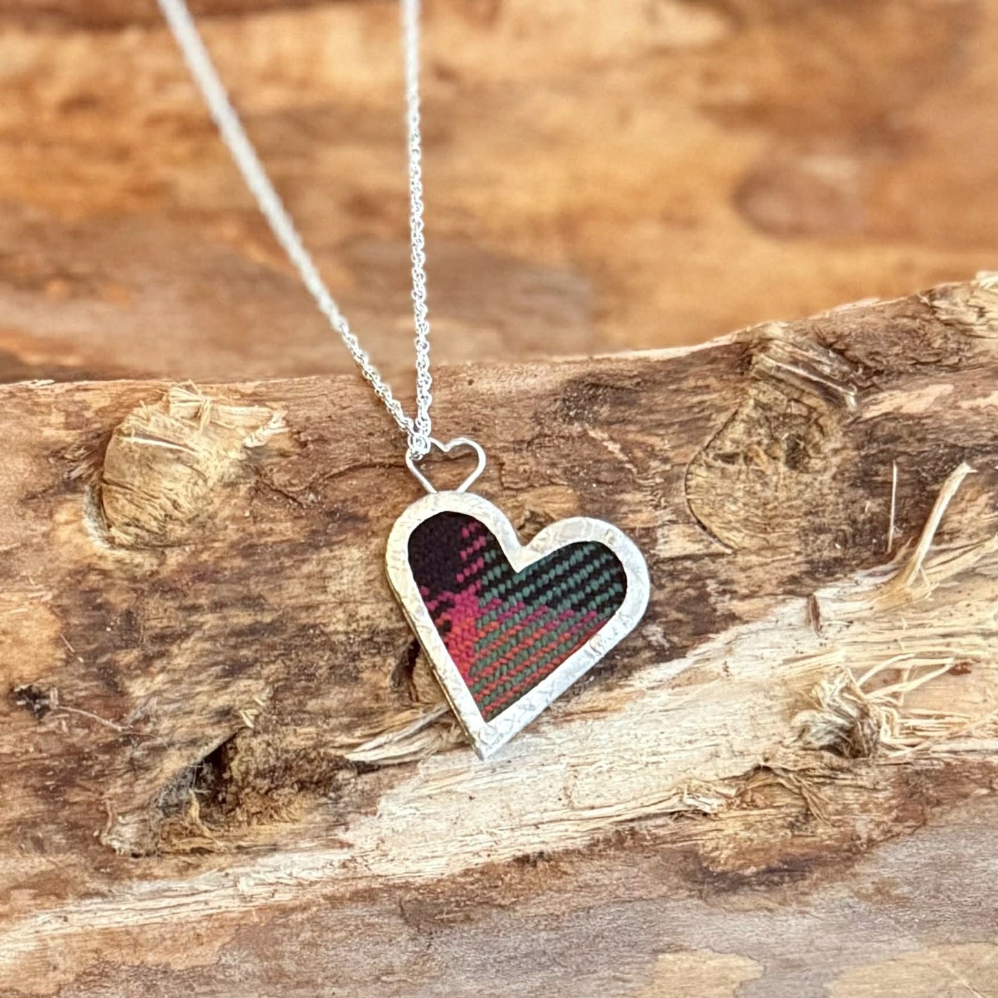HEART SILVER + TARTAN NECKLACE