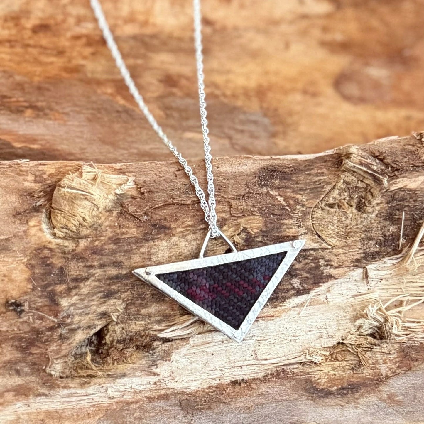 TRIANGLE SILVER + TARTAN NECKLACE