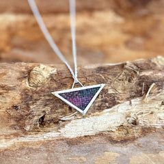 TRIANGLE SILVER + TARTAN NECKLACE