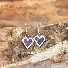 HEART SILVER + TARTAN DROP EARRINGS