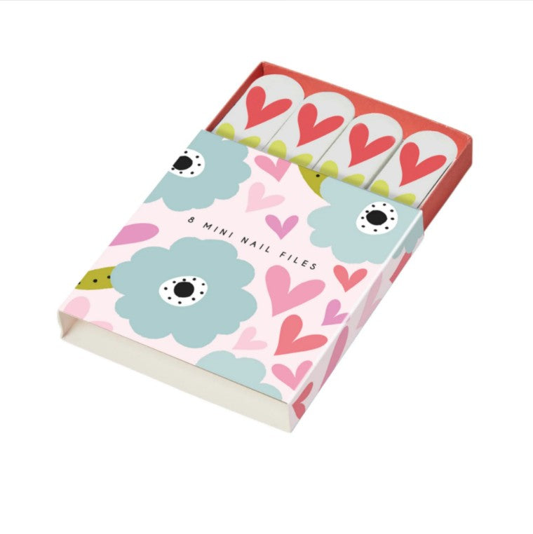 Belly Button Designs mini nail files set with hearts and flowers design in matching sliding storage box