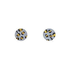 GREY + GOLD MINI LEOPARD PRINT CIRCLE STUDS