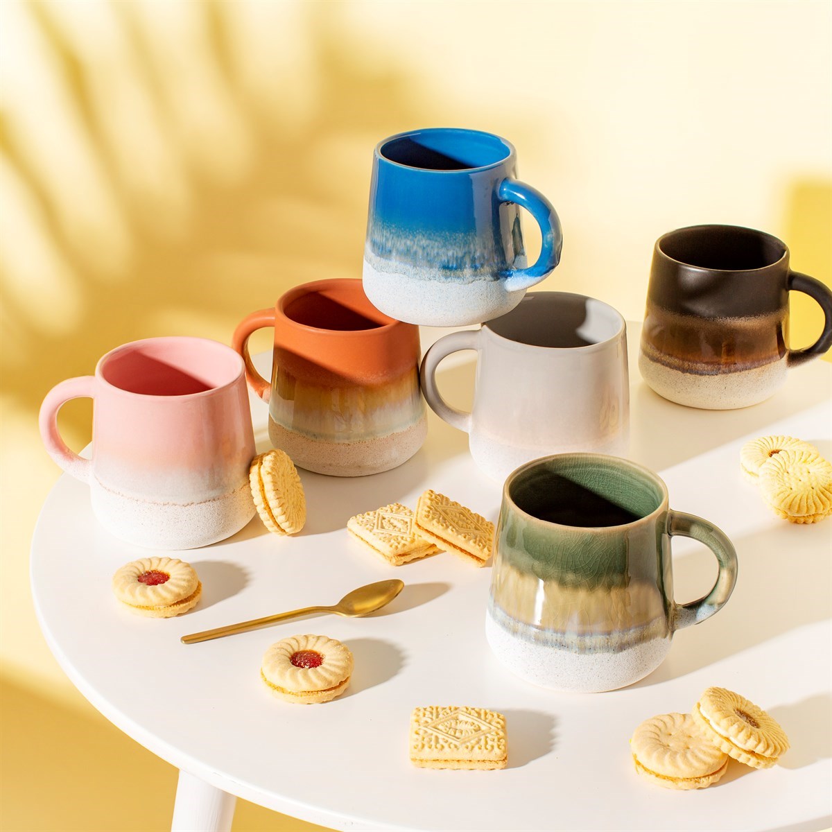 Ombre reactive glaze stoneware mugs 360ml ceramic mug