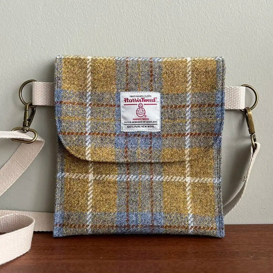 Harris Tweed crossbody bag handmade in Scotland with adjustable strap