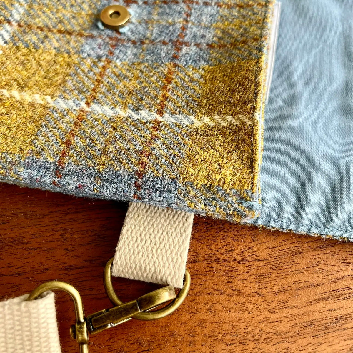 Harris Tweed crossbody bag handmade in Scotland with adjustable strap