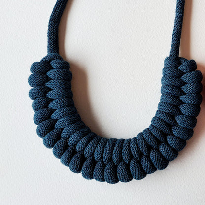 Ragged House medium recycled cotton macrame cord knot necklace with figure 8 bow bow-shaped statement design