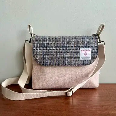 Harris Tweed small messenger bag handmade in Scotland with adjustable strap