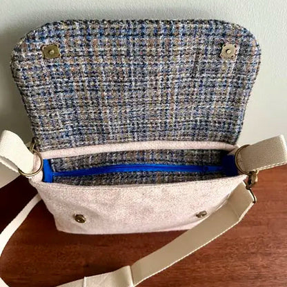 Harris Tweed small messenger bag handmade in Scotland with adjustable strap