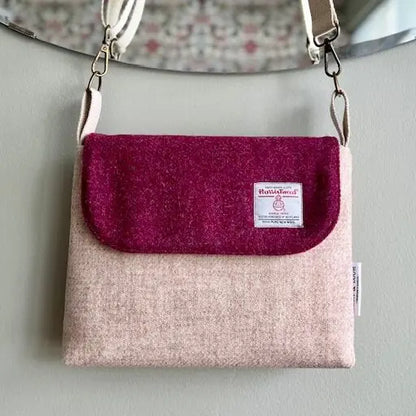Harris Tweed small messenger bag handmade in Scotland with adjustable strap