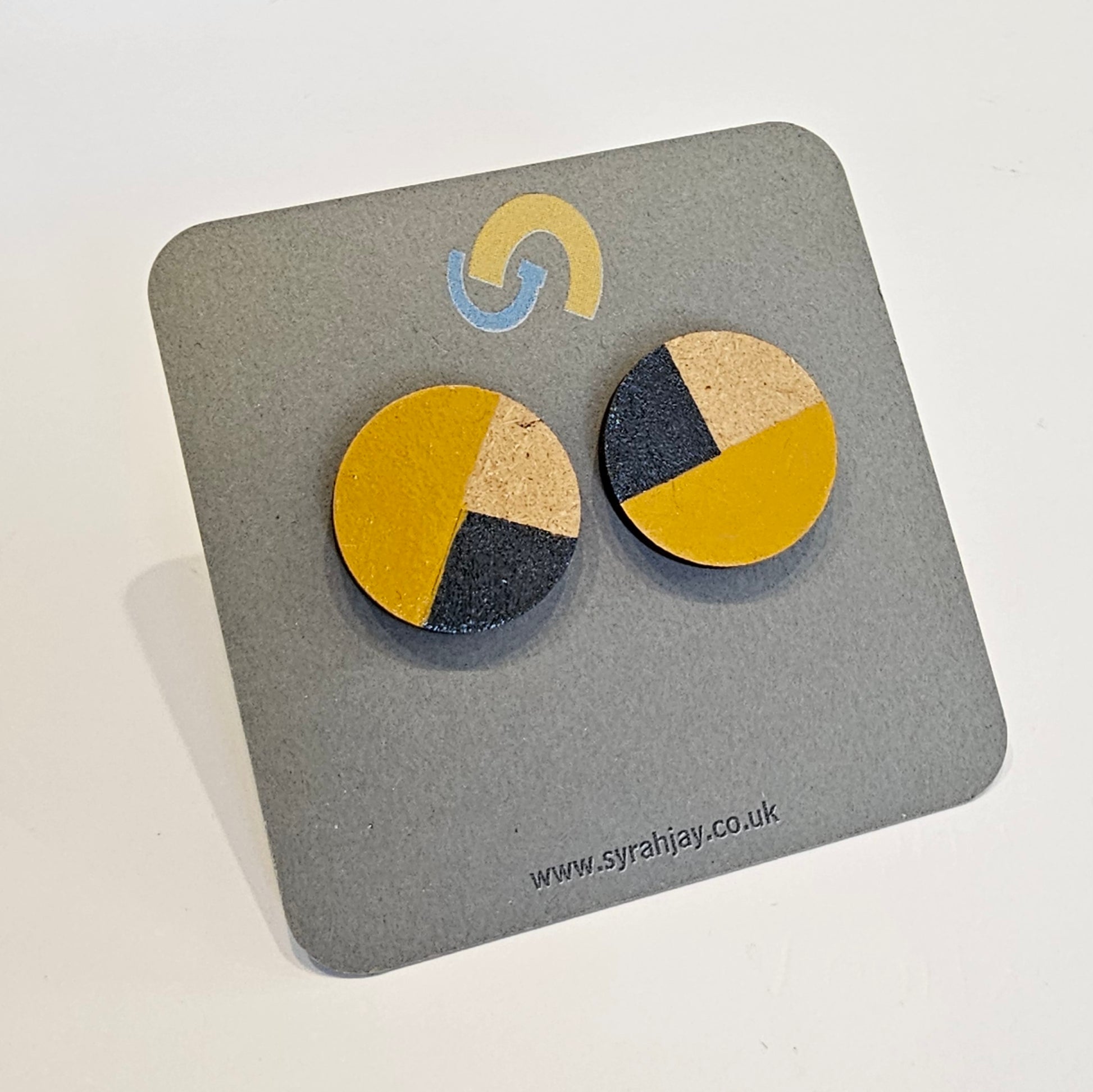 Geo Blok medium geometric stud earrings hand painted MDF shapes
