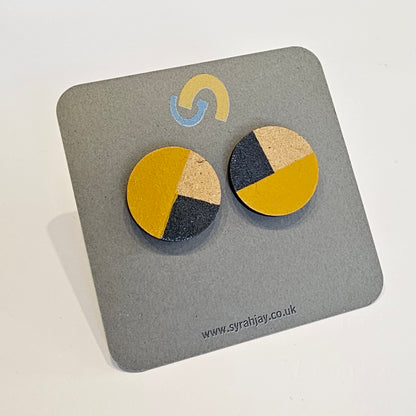 Geo Blok medium geometric stud earrings hand painted MDF shapes