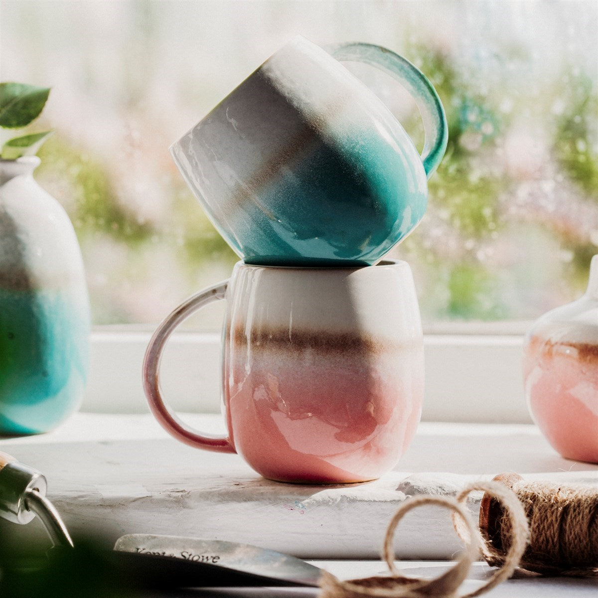 Ombre dip glazed ceramic mugs handmade
