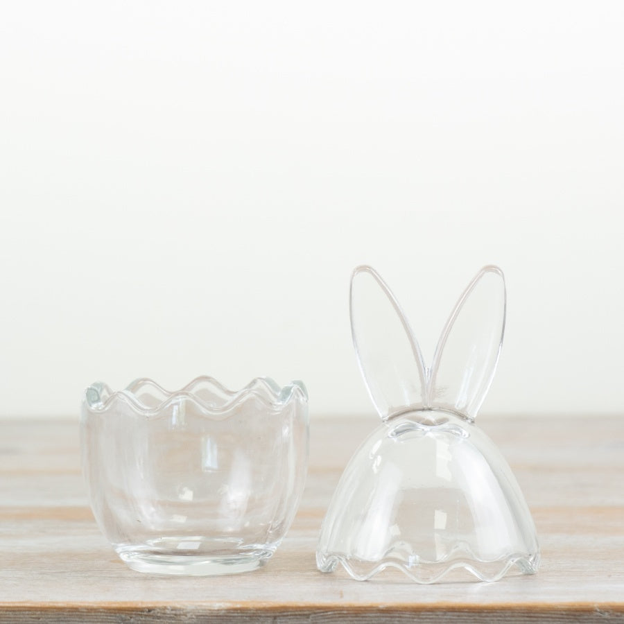 Glass Easter bunny storage jar for sweets and chocolates