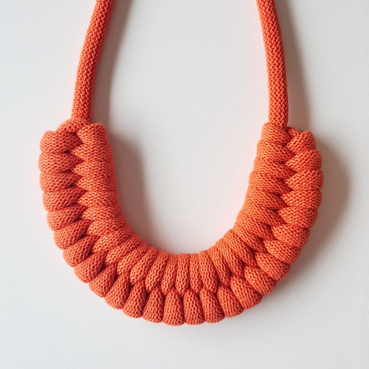 Ragged House medium recycled cotton macrame cord knot necklace with figure 8 bow bow-shaped statement design