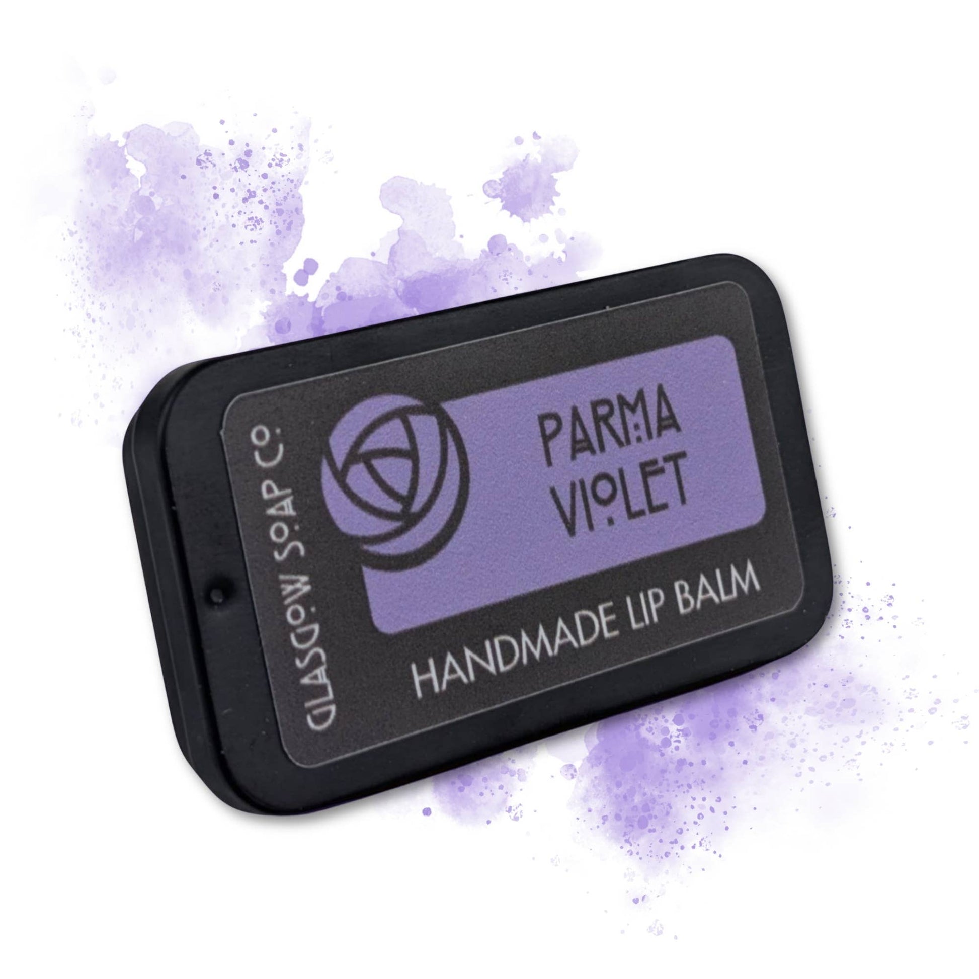 Parma Violet lip balm by Glasgow Soap Company inspired by the classic nostalgic sweet and handmade in Scotland