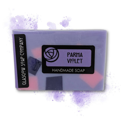 Parma Violet handmade soap bar by Glasgow Soap Company with a nostalgic floral fragrance made in Scotland