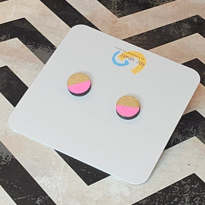 Geo Blok geometric stud earrings hand painted laser cut MDF shapes