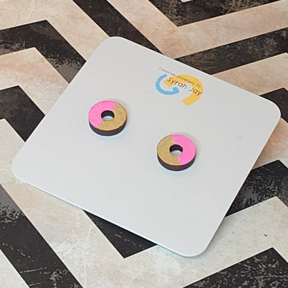 Geo Blok geometric stud earrings hand painted laser cut MDF shapes