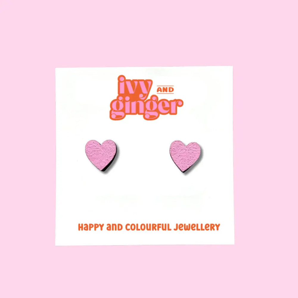PINK MINI HEART STUDS