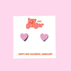 PINK MINI HEART STUDS