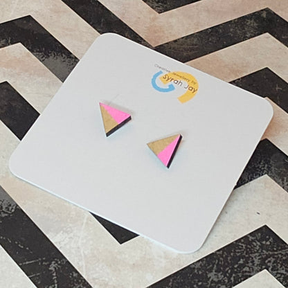 Geo Blok geometric stud earrings hand painted laser cut MDF shapes