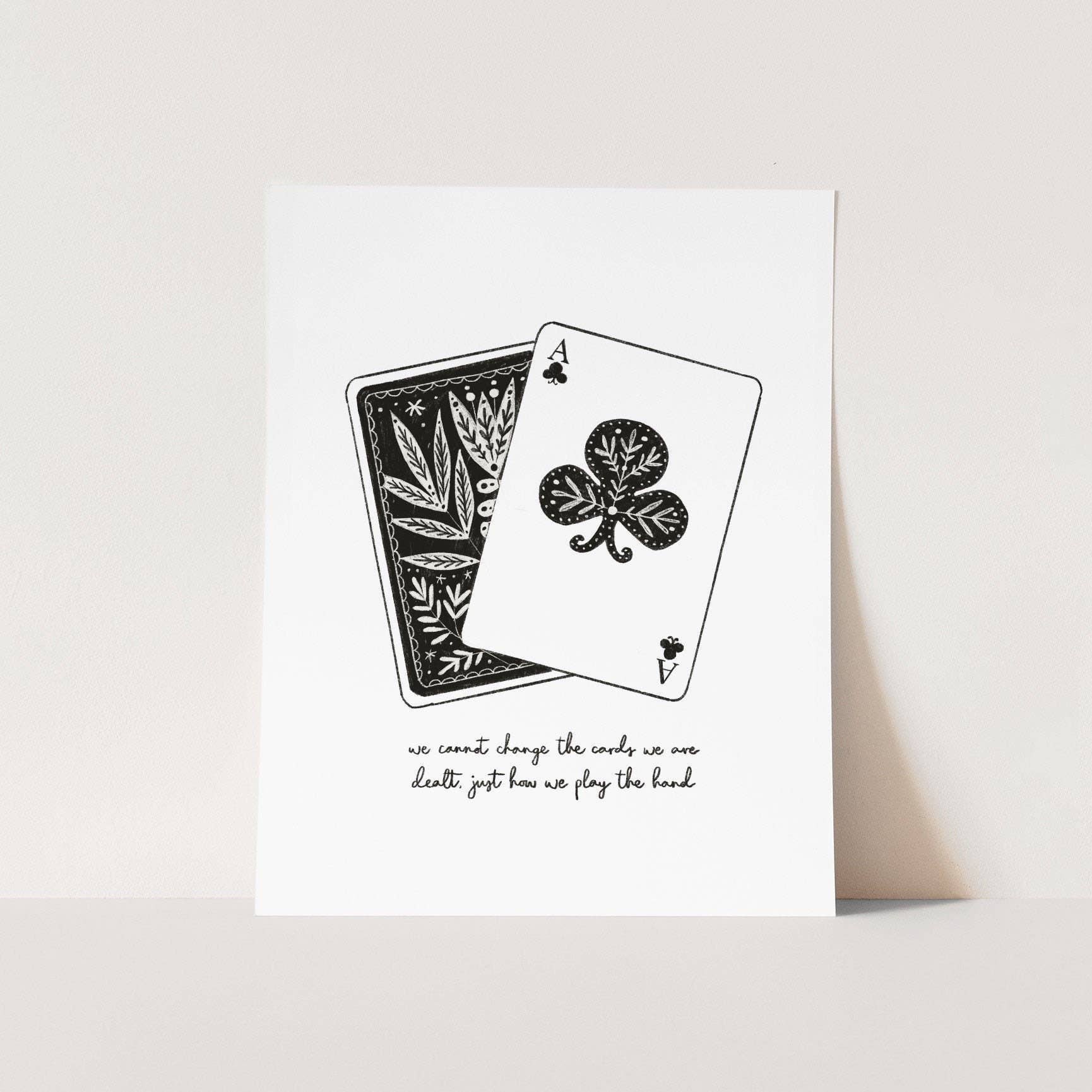 Playing Cards quote A4 typographic wall art print on textured 300gsm card motivational home decor