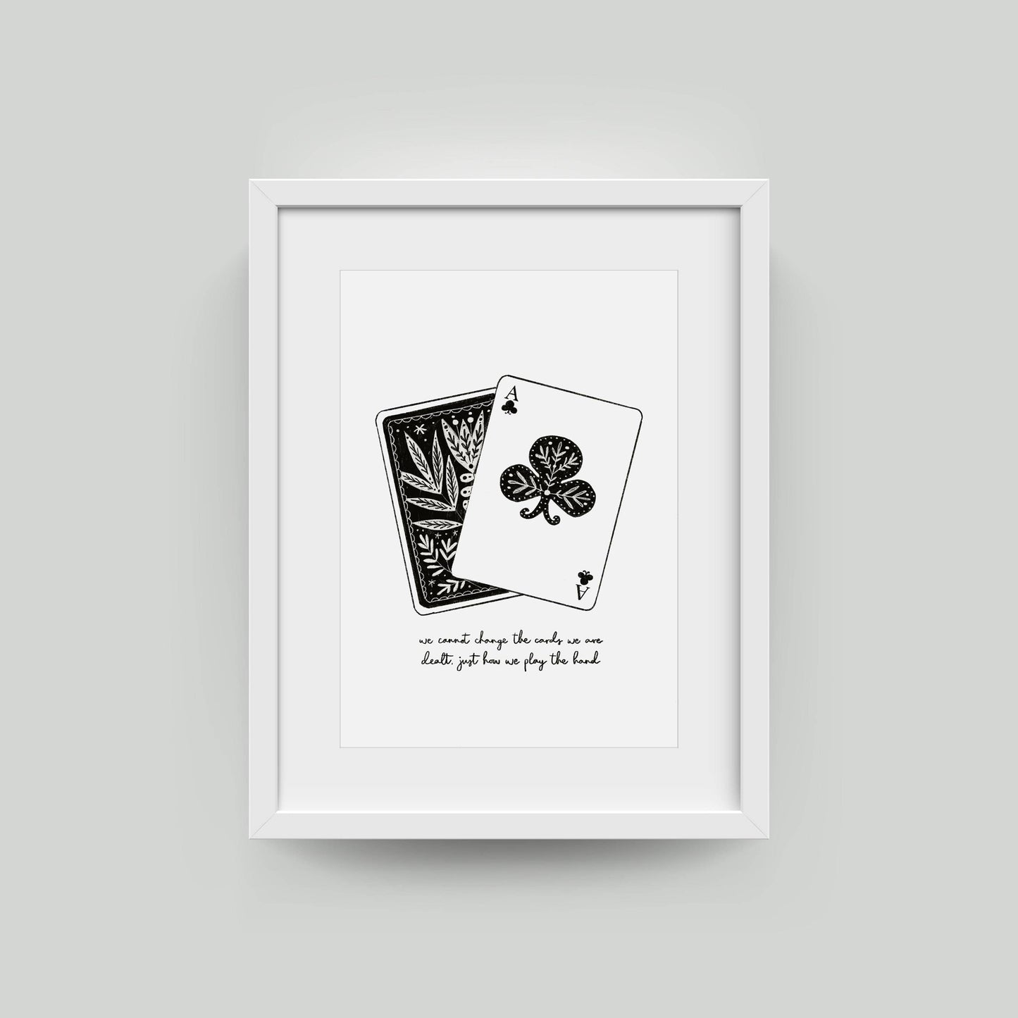Playing Cards quote A4 typographic wall art print on textured 300gsm card motivational home decor