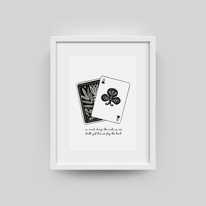 Playing Cards quote A4 typographic wall art print on textured 300gsm card motivational home decor