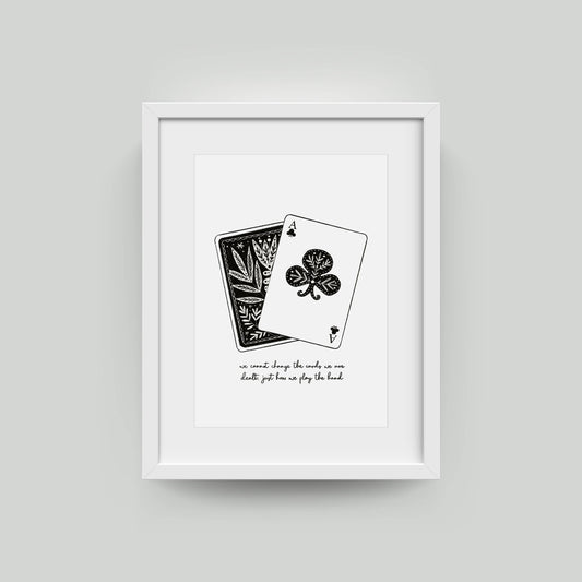 Playing Cards quote A4 typographic wall art print on textured 300gsm card motivational home decor