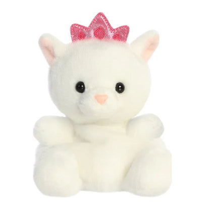 Palm Pal Plush cute toy white kitty with pink princess crown