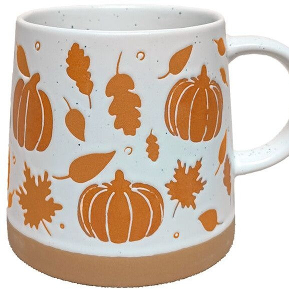 Pumpkin tapered stoneware mug with autumnal pumpkin design