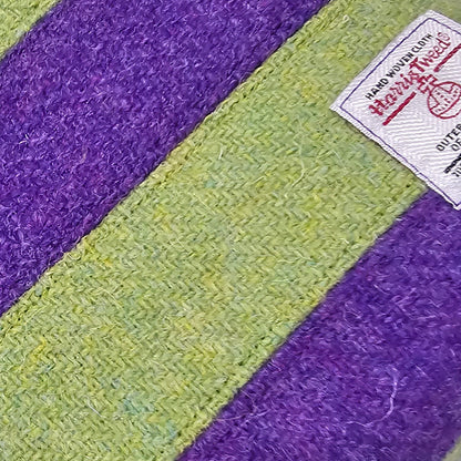 Loch + Loom striped Harris Tweed zipped make-up bag with coordinating solid Harris Tweed reverse