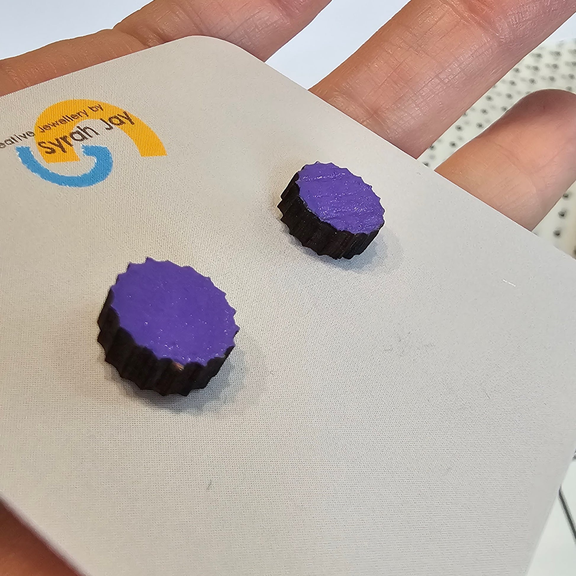 Geo Blok geometric stud earrings hand painted laser cut MDF shapes