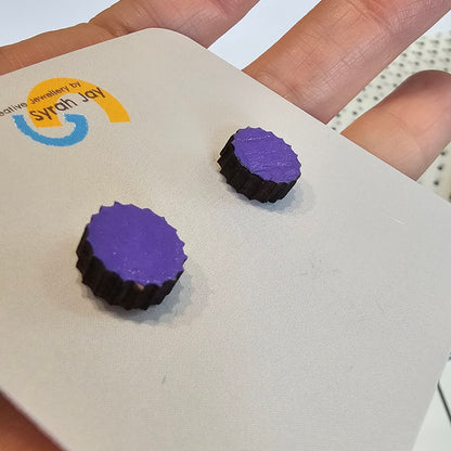 Geo Blok geometric stud earrings hand painted laser cut MDF shapes