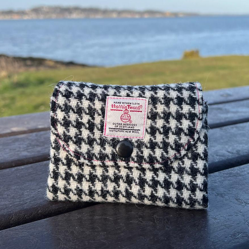 Harris Tweed coin purse with compartments handmade soft pouch