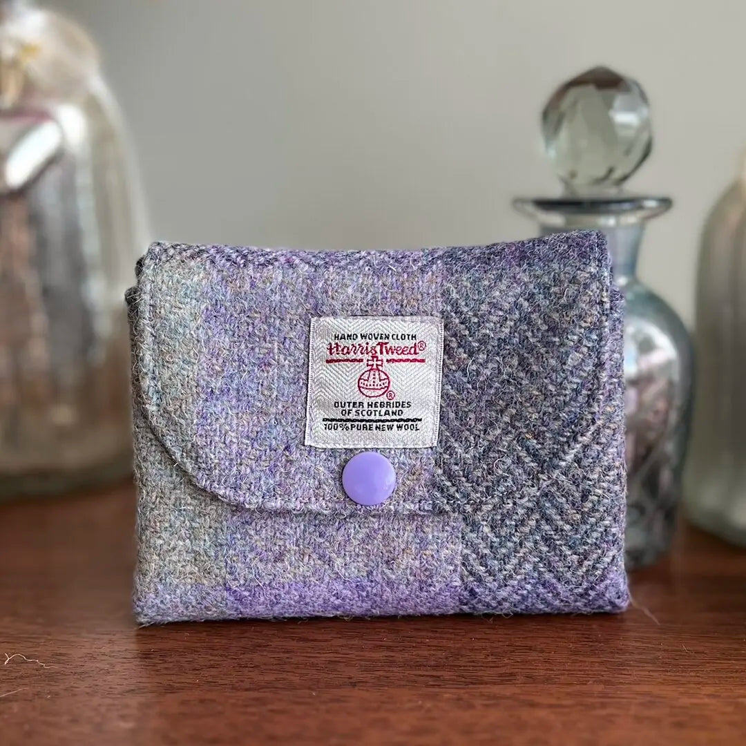 Harris Tweed coin purse with compartments handmade soft pouch